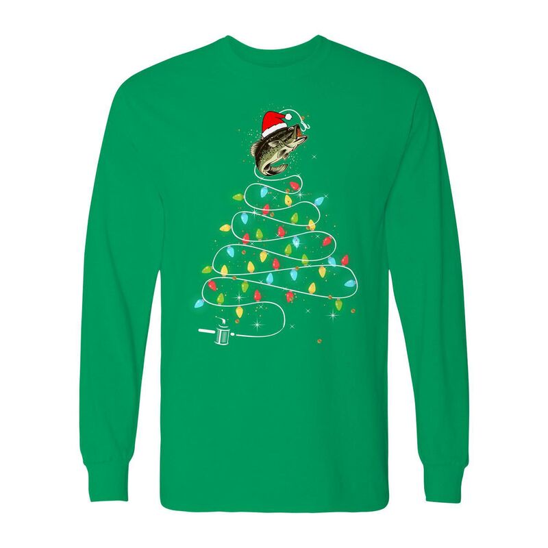 アニメキャラクター メンズ トップス Tシャツ グラフィック Licensed Character Men's Christmas Fish Lights Long Sleeve Graphic Tee Irish Green グリーン