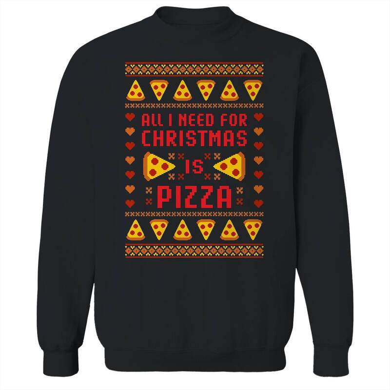 アニメ文字記号 メンズ トップス ティーシャツ 流汗 スウェーター グラフィック Licensed Character Men\u0027s Ugly Christmasweater Pizza Graphic Sweatshirt Black 黒いこと Tシャツ・カットソー-メンズファッション
