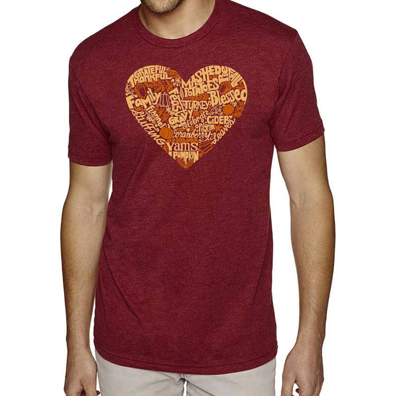 エルエーポップアート メンズ トップス Tシャツ LA Pop Arthanksgiving Heart - Men Premium Blend Word Art-shirt Burgundy バーガンディ
