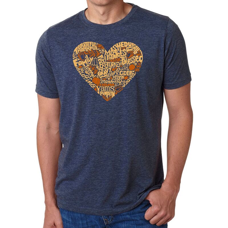 エルエーポップアート メンズ トップス Tシャツ LA Pop Arthanksgiving Heart - Men Premium Blend Word Art-shirt Navy ネイビー