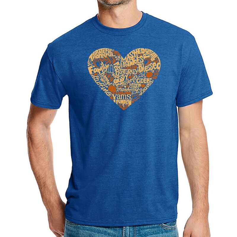 エルエーポップアート メンズ トップス Tシャツ LA Pop Arthanksgiving Heart - Men Premium Blend Word Art-shirt Royal