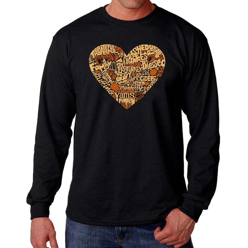 エルエーポップアート メンズ トップス Tシャツ LA Pop Arthanksgiving Heart - Men Word Art Long Sleeve T-shirt Black ブラック