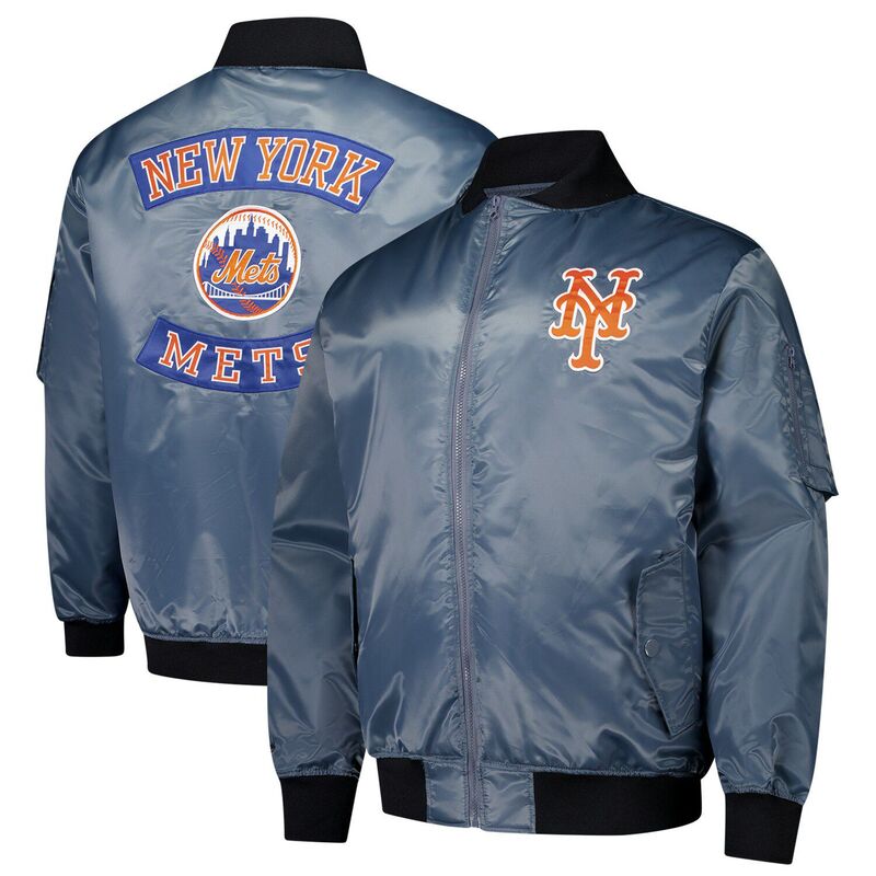 プロファイル メンズ アウター ジャケット・ブルゾン トール Men's Profile Charcoal New York Mets Big & Tall Full-Zip Bomber Jacket Met Charco チャコール 23,532円