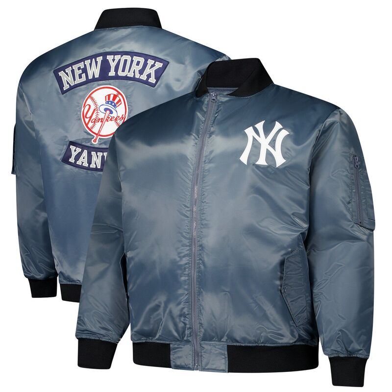 プロファイル メンズ アウター ジャケット・ブルゾン トール Men's Profile Charcoal New York Yankees Big & Tall Full-Zip Bomber Jacket Ynk Charco チャコール