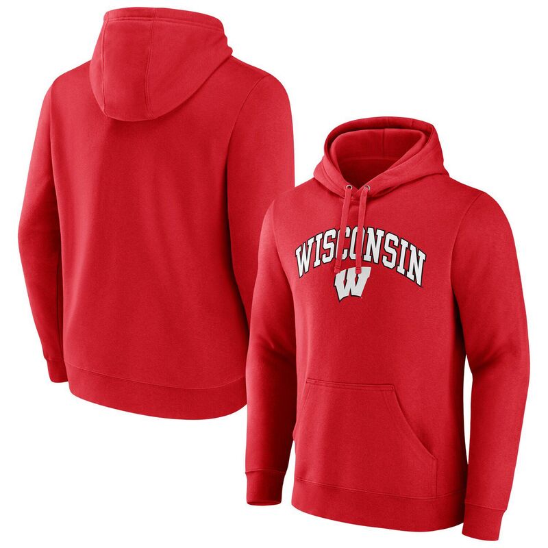 ファナティクス メンズ トップス Tシャツ ロゴ パーカー Men Fanatics Red Wisconsin Badgers Arched Logo Pullover Hoodie Wis Red レッド