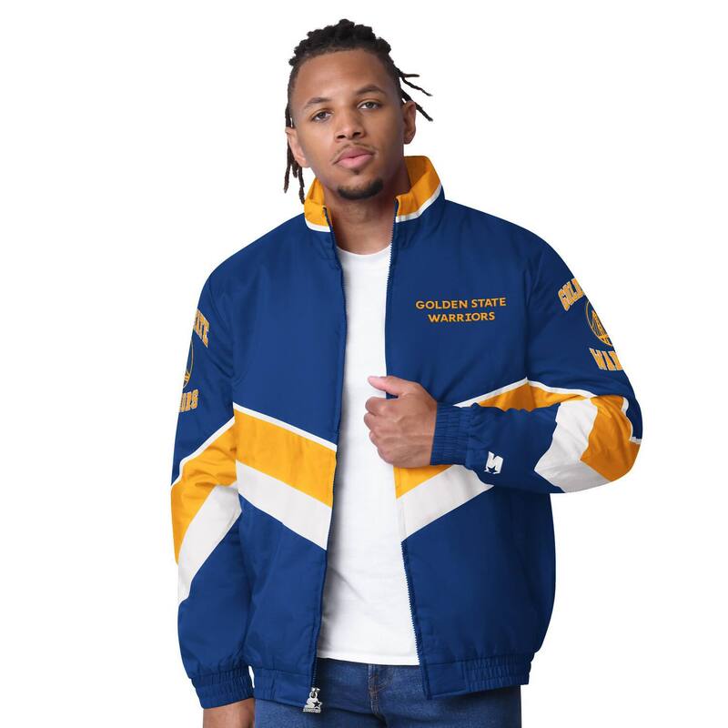 スターター メンズ アウター ジャケット・ブルゾン オックスフォード キャップ Men'starteroyal Golden State Warriors Captain Oxford Full-Zip Jacket War Blue ブルー