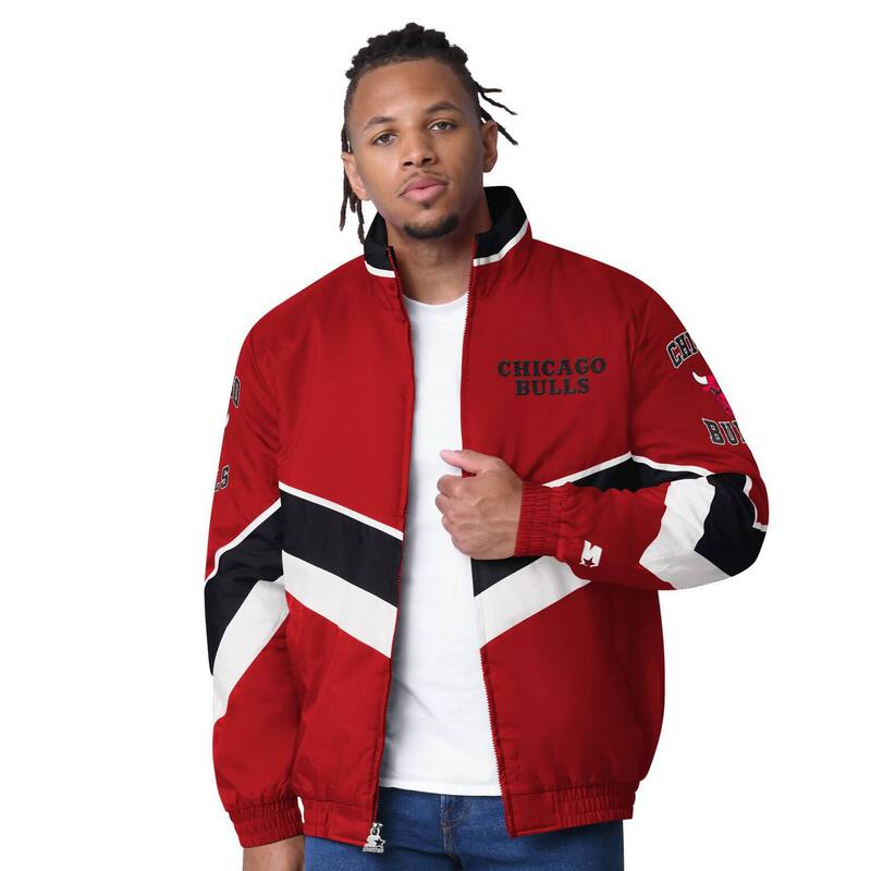 スターター メンズ アウター ジャケット・ブルゾン オックスフォード キャップ Men'startered Chicago Bulls Captain Oxford Full-Zip Jacket Bul Red レッド