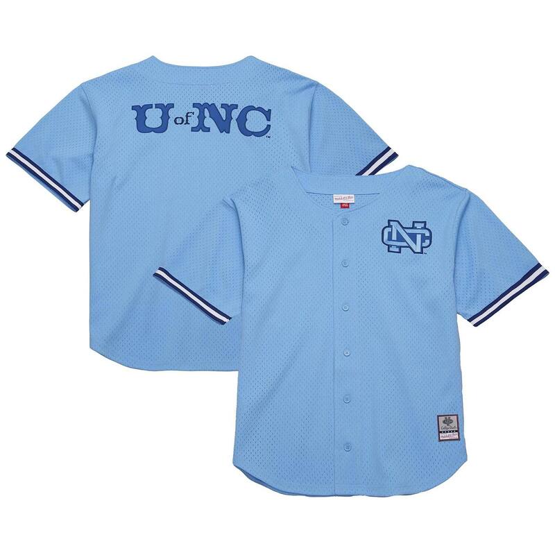 ミッチェル&ネス メンズ トップス Tシャツ ヴィンテージ メッシュ ヒール Men's Mitchell & Ness Carolina Blue North Carolina Tar Heels Game Time Vintage Mesh Button Frontop Unc Light ブルー｜ReVida 店