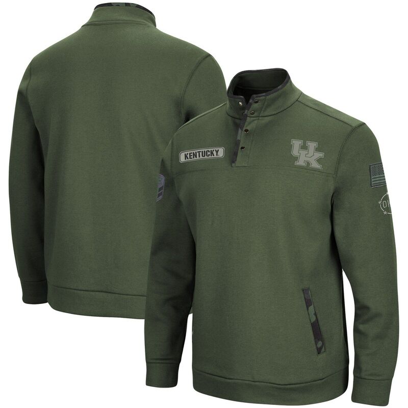 コロシアム メンズ アウター ジャケット・ブルゾン Men Colosseum Olive Kentucky Wildcats OHT Military Appreciation Digital Camo Quarter-Snap Jacket Ken Multi マルチカラー