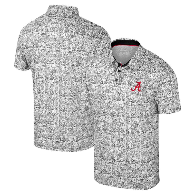 コロシアム メンズ トップス Tシャツ ポロシャツ プリントール Men Colosseum White Alabama Crimson Tide Big \u0026 Tall It Time! Allover Printed Polo Ala White ホワイト