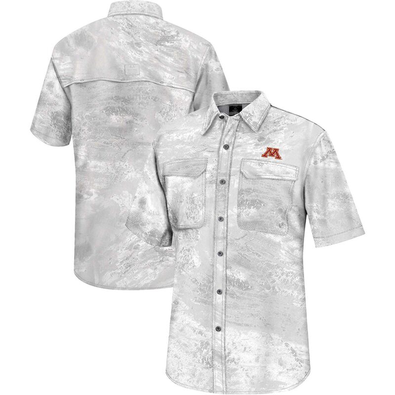 コロシアム メンズ トップス Tシャツ Men Colosseum White Minnesota Golden Gophers Realtree Aspect Charter Full-Button Fishing Shirt Min White ホワイト