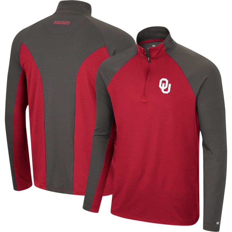 コロシアム メンズ アウター ジャケット・ブルゾン シャツ Men's Colosseum Crimson/Charcoal Oklahoma Sooners Two Yutes Raglan Quarter-Zip Windshirt Okl Red レッド