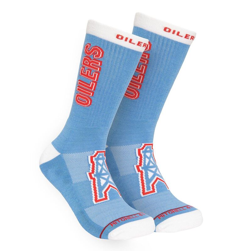 ミッチェル&ネス メンズ アンダーウェア 靴下 Men's Mitchell & Ness Light Blue Houston Oilers Throwbackick Off Crew Socks Nflight ブルー