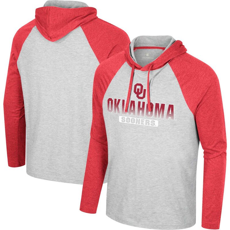 コロシアム メンズ トップス Tシャツ パーカー Men's Colosseum Heather Grey Oklahoma Sooners Hasta La Vista Raglan Hoodie Long Sleeve T-Shirt Okl Grey グレー