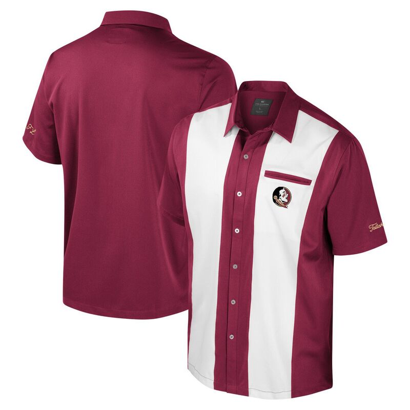 コロシアム メンズ トップス Tシャツ Men Colosseum Garnet Florida State Seminolestrike Bowling Button-Up Shirt Fsu Red レッド