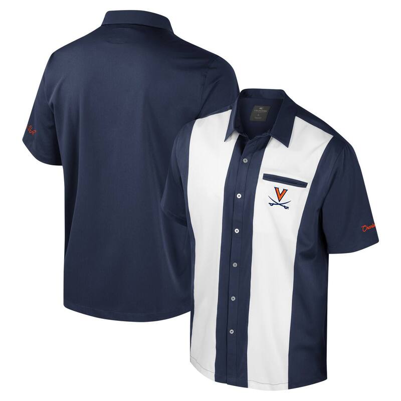 コロシアム メンズ トップス Tシャツ Men Colosseum Navy Virginia Cavalierstrike Bowling Button-Up Shirt Uva Navy ネイビー