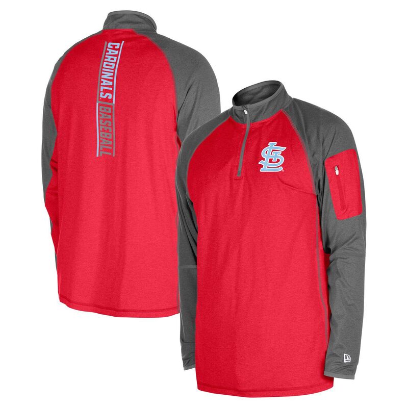 ニューエラ メンズ トップス Tシャツ Men's New Era Red St. Louis Cardinals Father's Day Raglan Quarter-Zip Top Crd Red レッド