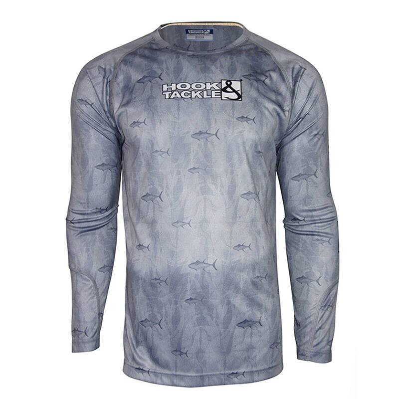 フックアンドタックル メンズ トップス Tシャツ Hook & Tackle Tuna Texture L/s Uv Fishing T-shirt Grey グレー