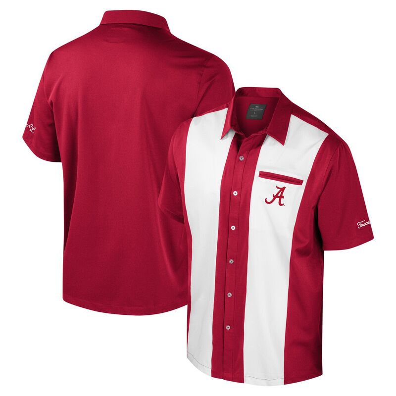 コロシアム メンズ トップス Tシャツ Men Colosseum Crimson Alabama Crimson Tide Strike Bowling Button-Up Shirt Ala Red レッド