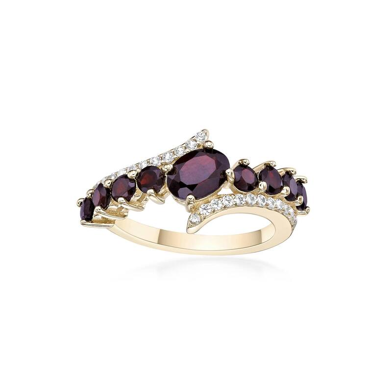 Gemminded レディース アクセサリー リング Gemminded 2 Micron Gold Over Silver Garnet & White Topaz Ringold Tone ゴールド