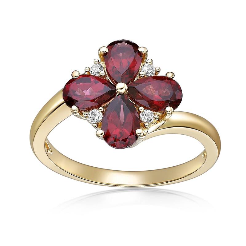 Gemminded レディース アクセサリー リング Gemminded 2 Micron Gold Over Silver Garnet & Lab-Created White Sapphire Floweringold Tone ゴールド|ReVida 店