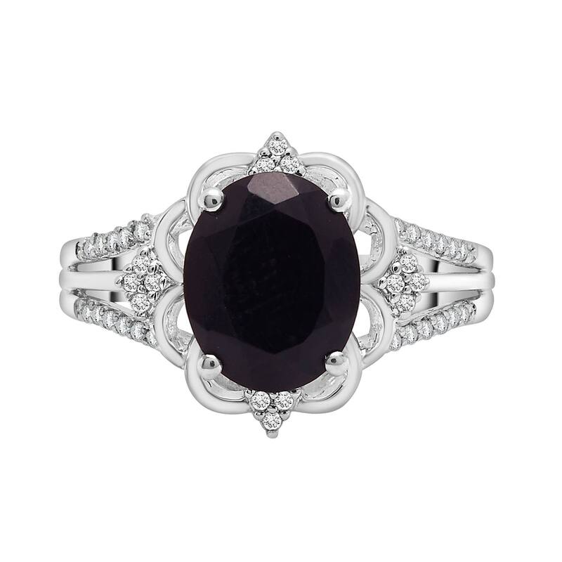 アンブランデッド レディース アクセサリー リング Unbranded Sterling Silver 1/10 Carat.W. Diamond & Onyx Oval Ring Sterling シルバー 58,080円