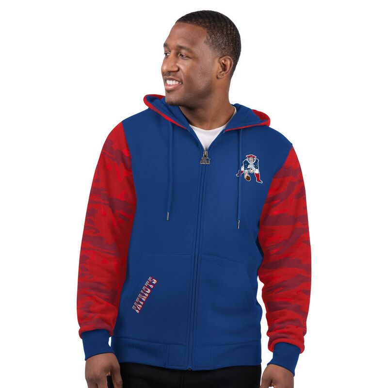 スターター メンズ トップス Tシャツ ヴィンテージ ロゴ パーカー Men'starter Navy New England Patriots Thursday Night Gridiron Vintage Logo Full-Zip Hoodie Pat Navy ネイビー｜ReVida 店