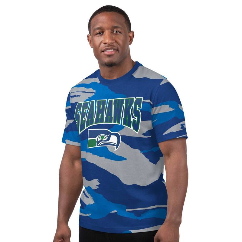 スターター メンズ トップス Tシャツ ヴィンテージ ロゴ Men'starteroyal/Gray Seattle Seahawks Thursday Night Gridiron Classics Vintage Logo T-Shirt Sea Blue ブルー