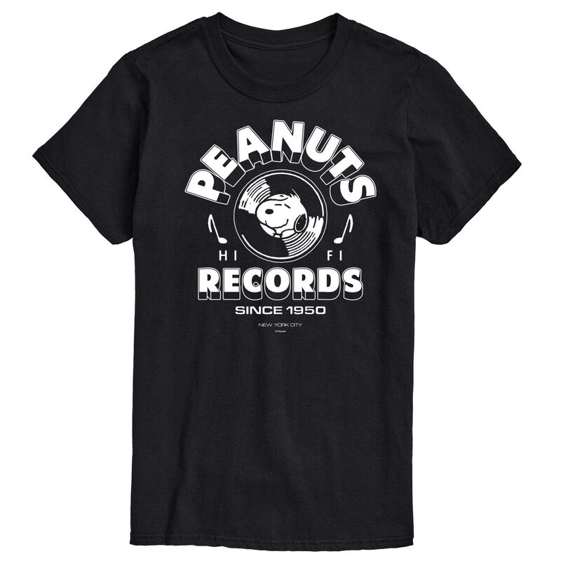 アニメキャラクター メンズ トップス Tシャツ トール グラフィック Licensed Character Big & Tall Peanuts Recordsnoopy Vinyl Graphic Tee Black ブラック