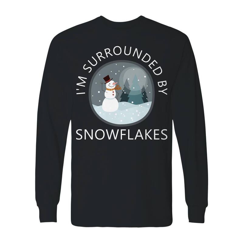 アニメキャラクター メンズ トップス Tシャツ グラフィック Licensed Character Men's Christmasurrounded Snowflakes Long Sleeve Graphic Tee Black ブラック