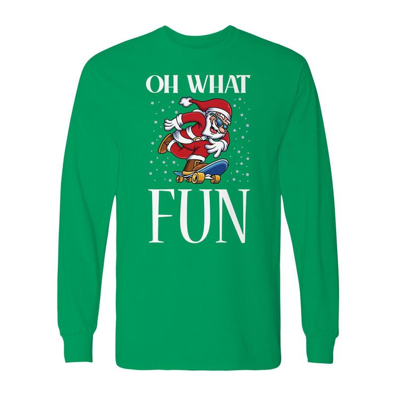 アニメキャラクター メンズ トップス Tシャツ グラフィック Licensed Character Men's Christmasanta Oh What Fun Long Sleeve Graphic Tee Irish Green グリーン