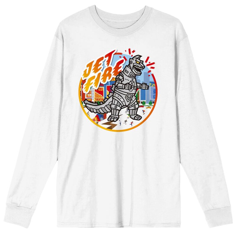 アニメキャラクター メンズ トップス Tシャツ グラフィック Licensed Character Men's Godzilla Jet Fire Long Sleeve Graphic Tee White ホワイト