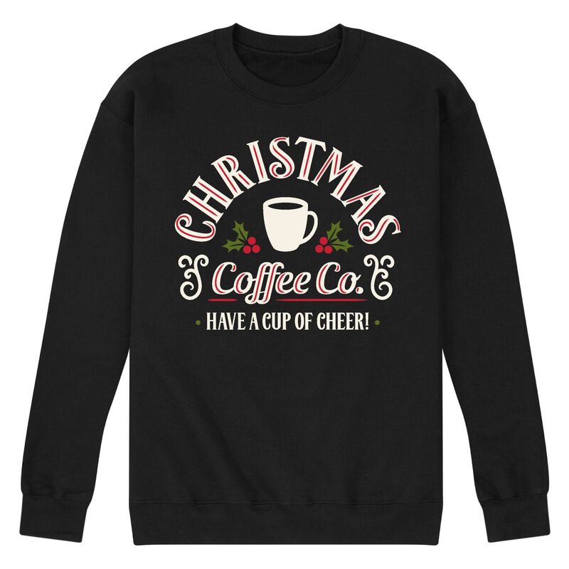 アニメ文字記号 メンズ トップス ティーシャツ 流汗 フリース Licensed Character Men\u0027s Christmas Coffee Co Fleece Sweatshirt Black 黒いこと トップス-メンズファッション-Tシャツ・カットソー