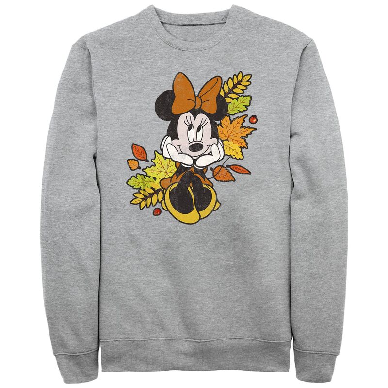 ウォルトディズニー メンズ トップス ティーシャツ フリース グラフィック Disney\u0027s Minnie Mouse Autumn Leaves Men\u0027s Graphic Fleece Athletic Heather ギョリュウモドキ メンズファッション-Tシャツ・カットソー