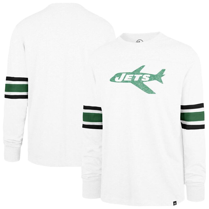 フォーティセブンブランド メンズ トップス Tシャツ 47 Brand Men's '47 White New York Jets Gridiron Throwback Premier Brex Long Sleeve T-Shirt Jet White ホワイト