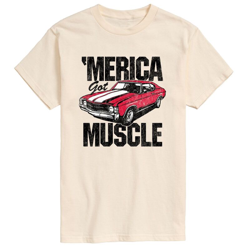 アニメキャラクター メンズ トップス Tシャツ グラフィック Licensed Character Men's 'Merica Got Muscle Car Graphic Tee Beige ベージュ