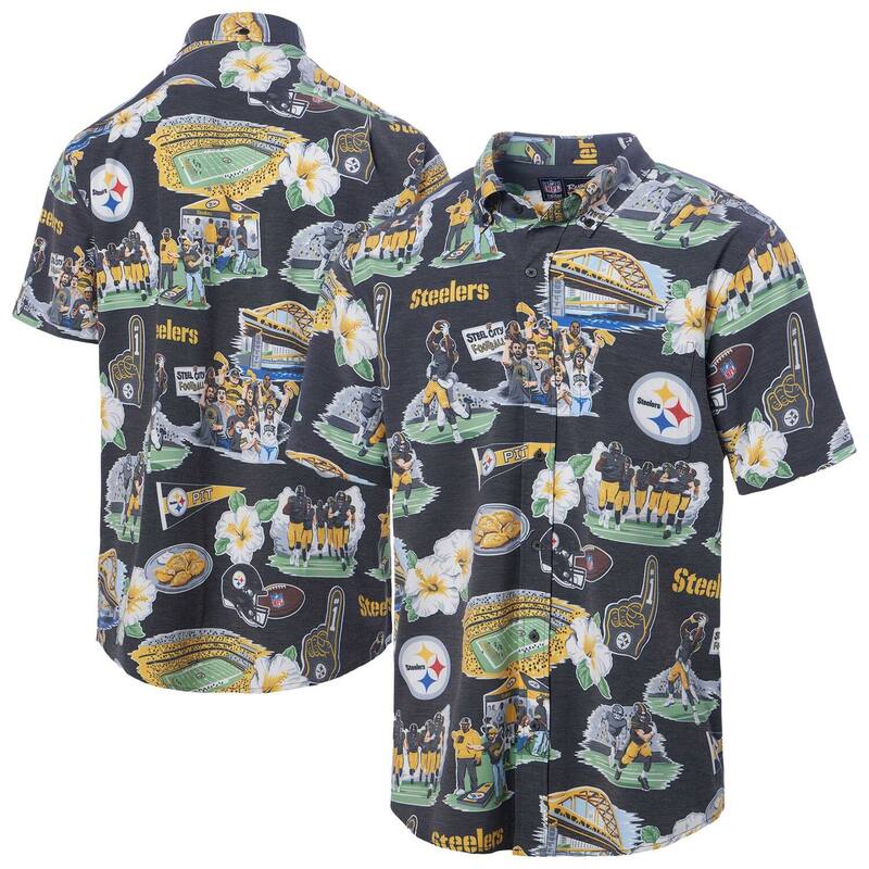 レインスプーナー メンズ トップス Tシャツ ダウン Men's Reyn Spooner Black Pittsburgh Steelerscenic Button-Down Shirt Stl Black ブラック