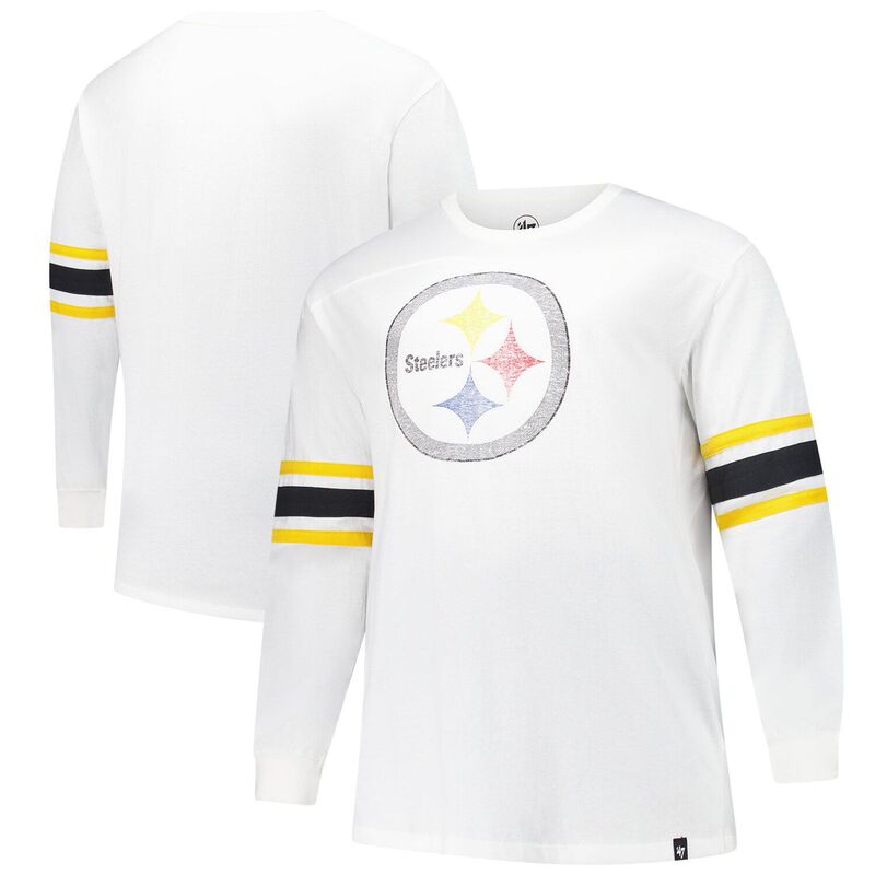 フォーティセブンブランド メンズ トップス Tシャツ トール 47 Brand Men's '47 White Pittsburgh Steelers Big & Tall Premier Brex Long Sleeve T-Shirt Stl White ホワイト