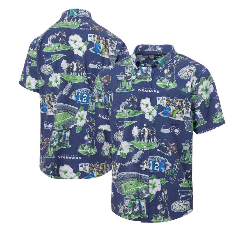 レインスプーナー メンズ トップス Tシャツ ダウン Men's Reyn Spooner College Navy Seattle Seahawkscenic Button-Down Shirt Sea Navy ネイビー