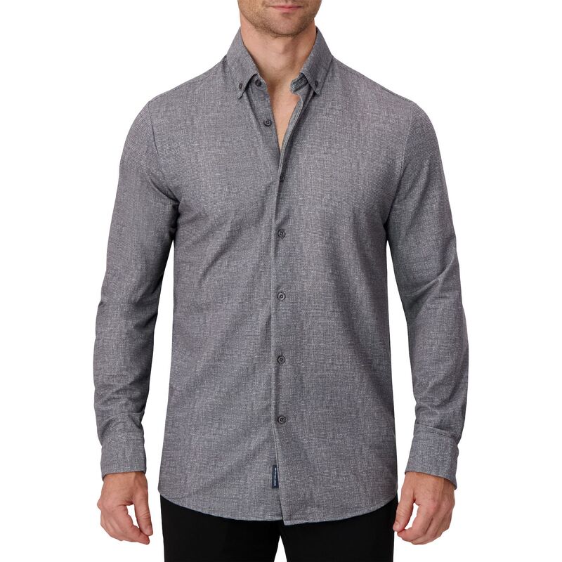 レポートコレクション メンズ トップス Tシャツ プリント Men's Report Collection Long Sleeve Pique Print Fitted Button-Up Shirt Grey グレー