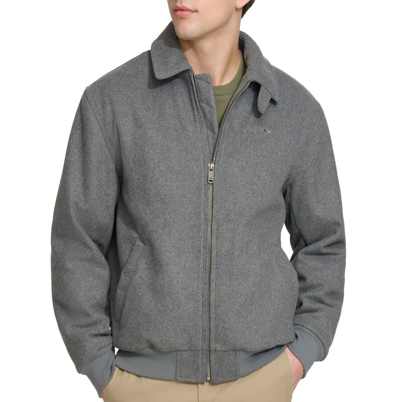 ドッカーズ メンズ アウター ジャケット・ブルゾン ウール ダウン Men's Dockers Wool Blend Bomber Jacket with Laydown Collar Charcoal チャコール