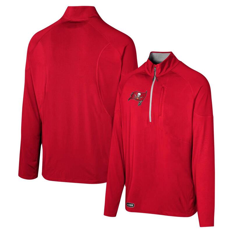 アウタースタッフ メンズ トップス ティーシャツ Outerstuff Men\u0027s Red Tampa Bay Buccaneers Grind Iron Quarter-Zip Top Buc Red 赤いこと Tシャツ・カットソー-メンズファッション