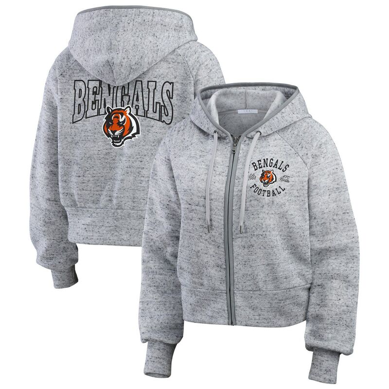 ウェア バイ エリン アンドルーズ レディース アウター ジャケット・ブルゾン クロップド フリース パーカー Women's WEAR by Erin Andrews Heather Gray Cincinnati Bengalspeckled Fleece Cropped Full-Zip Hoodie Bngrey グレー 18,801円