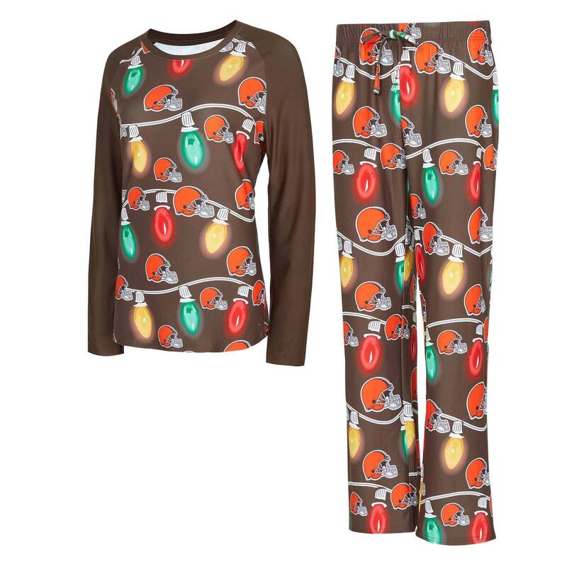 アンブランデッド レディース アンダーウェア ナイトウェア パンツ Tシャツ ニット Unbranded Women's Conceptsport Cleveland Browns Garland Knit Raglan Long Sleeve T-Shirt & Pantset Brn Brown ブラウン