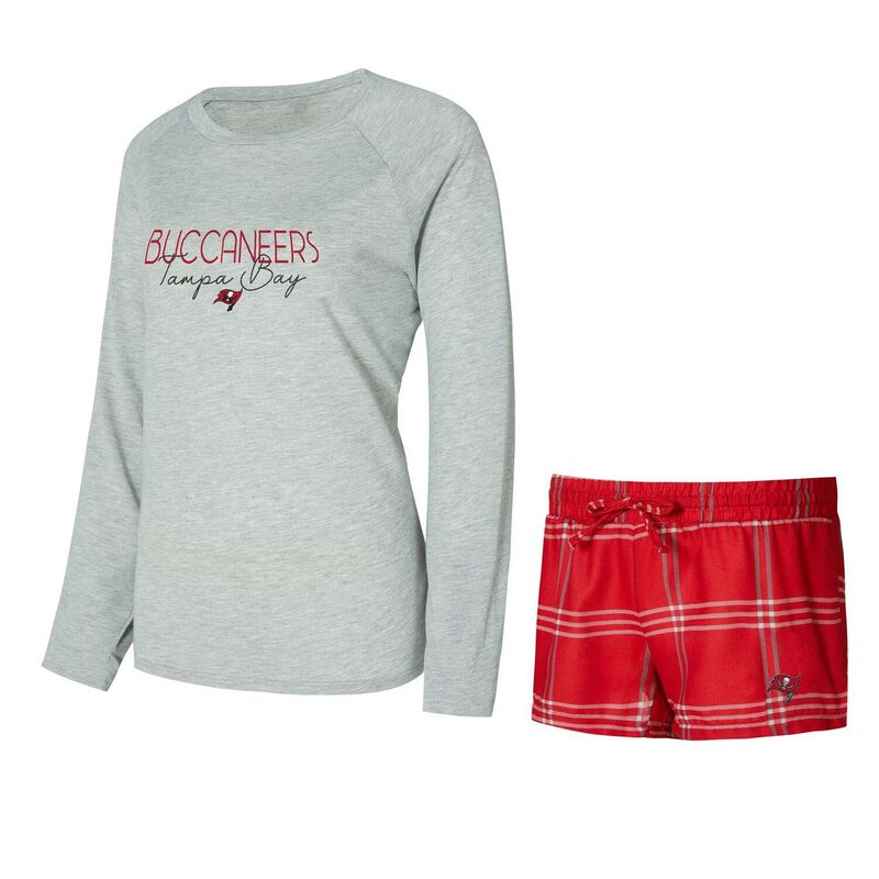 アンブランデッド レディース アンダーウェア ナイトウェア Tシャツ ショートパンツ Unbranded Women's Conceptsport Red/Gray Tampa Bay Buccaneers Petition Raglan Long Sleeve T-Shirt and Shortset Buc Red レッド