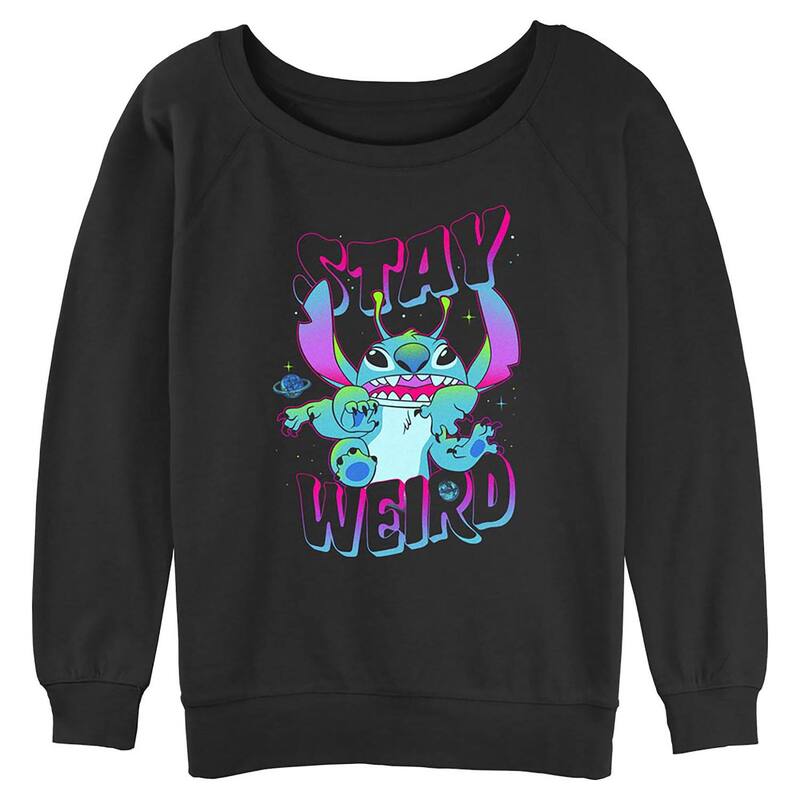 ディズニー レディース トップス Tシャツ グラフィック Disney's Lilo & Stitch Stay Weird Juniors' Graphic Pullover Black ブラック