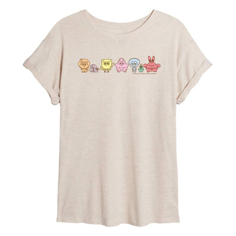 ニコロデオン レディース トップス Tシャツ パンツ Nickelodeon Juniors' SpongeBob SquarePants Group Oversized Tee Beige ベージュ