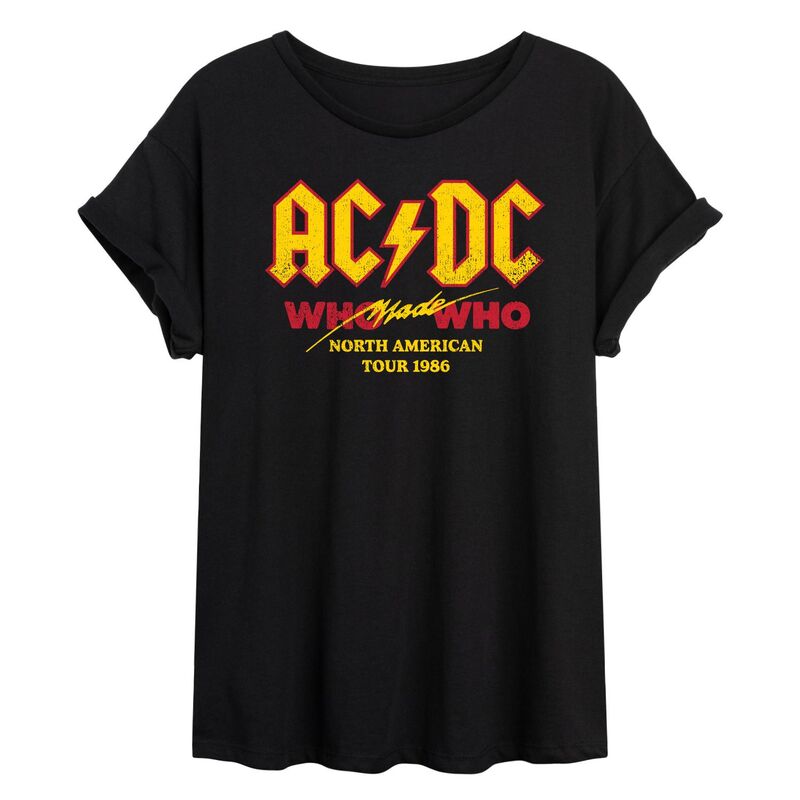 アニメキャラクター レディース トップス Tシャツ Licensed Character Juniors' ACDC Who Made Who Tour Oversized Tee Black ブラック 6,360円