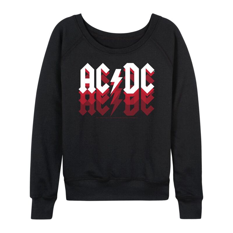 アニメキャラクター レディース トップス Tシャツ パイル スウェット ロゴ Licensed Character Women's ACDC Logo Fade Lightweight French Terry Sweatshirt Black ブラック