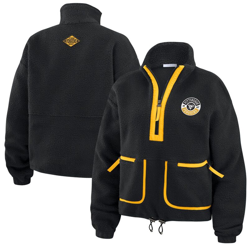 ウェア バイ エリン アンドルーズ レディース トップス Tシャツ フリース ジャケット Women's WEAR by Erin Andrews Black Pittsburgh Penguins Polar Fleece Half-Zip Jacket Png Black ブラック